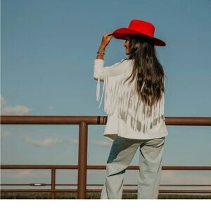 White Fringe suede Jacket